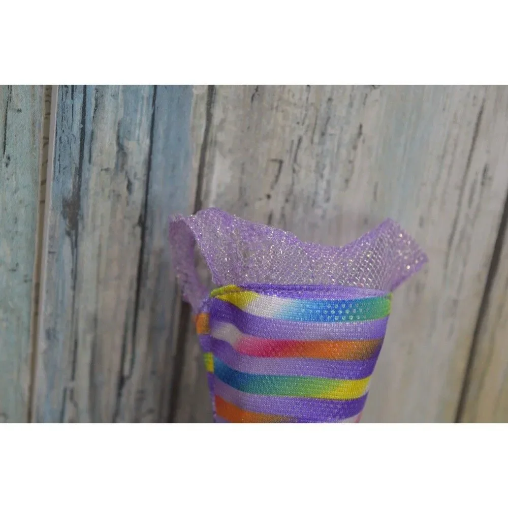 Barbie Bead Blast Doll Clothes Dress Rainbow Stripe Shimmer Purple Strapless